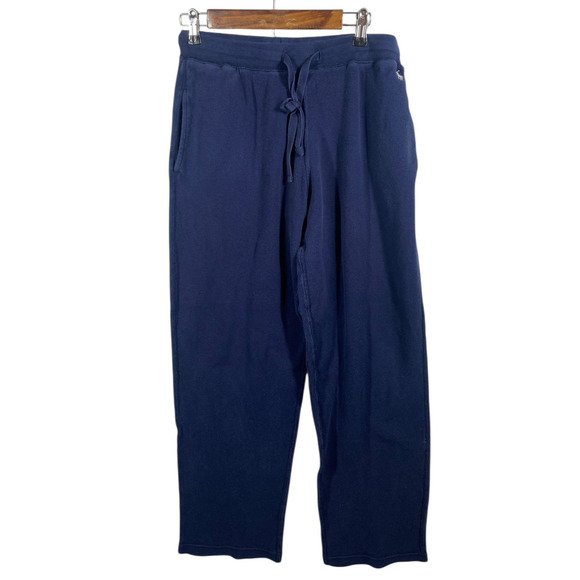 Ralph Lauren Sweat Lounge Pants Medium Mens Navy Blue Waffle Thermal Pull On - Picture 1 of 8